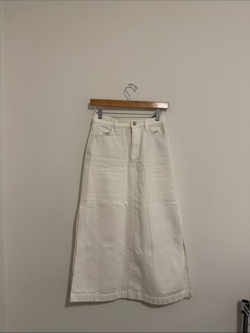 7 For All Mankind White Denim Skirt